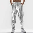thumbnail image 2 of Rggeeun Mens Casual Pants Men's Shiny Metal Shiny Casual Pants Trousers Comfortable, 2 of 4