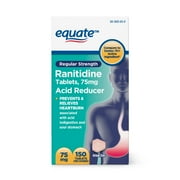 Equate Ranitidine Tablets, 75 mg, Regular Strength, 150 Ct