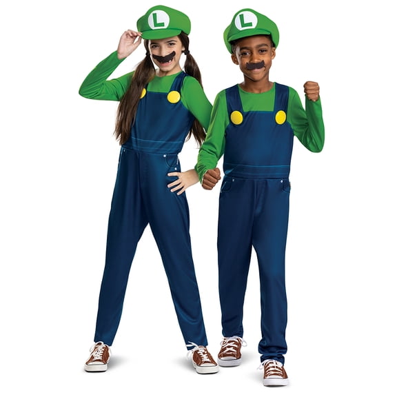 Nintendo Super Mario Bros. Luigi Halloween Costume for Children, Boys Size S (6/7), by Disguise