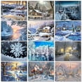 thumbnail image 2 of GATYZTORY-Cuadro de pintura de diamante redondo y cuadrado para niños y adultos, mosaico de punto de cruz, casa de nieve, regalo para el hogar, 2 of 4
