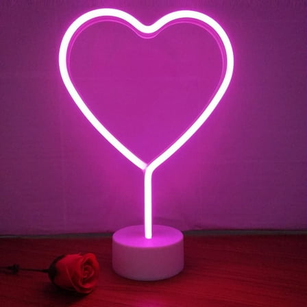 Chibuy Heart Neon Light Sign LED Wall Decorating Light, LED Heart Light Table NEON Light Battery Operated Home, Wedding Decoration Birthday Gift (Heart)