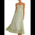 thumbnail image 1 of Vestido de Verano 2025 para Mujer, Informal, Sin Mangas, con Tirantes Finos, Ribete de RIC, Fruncido, con Volantes, . Verde S, 1 of 10