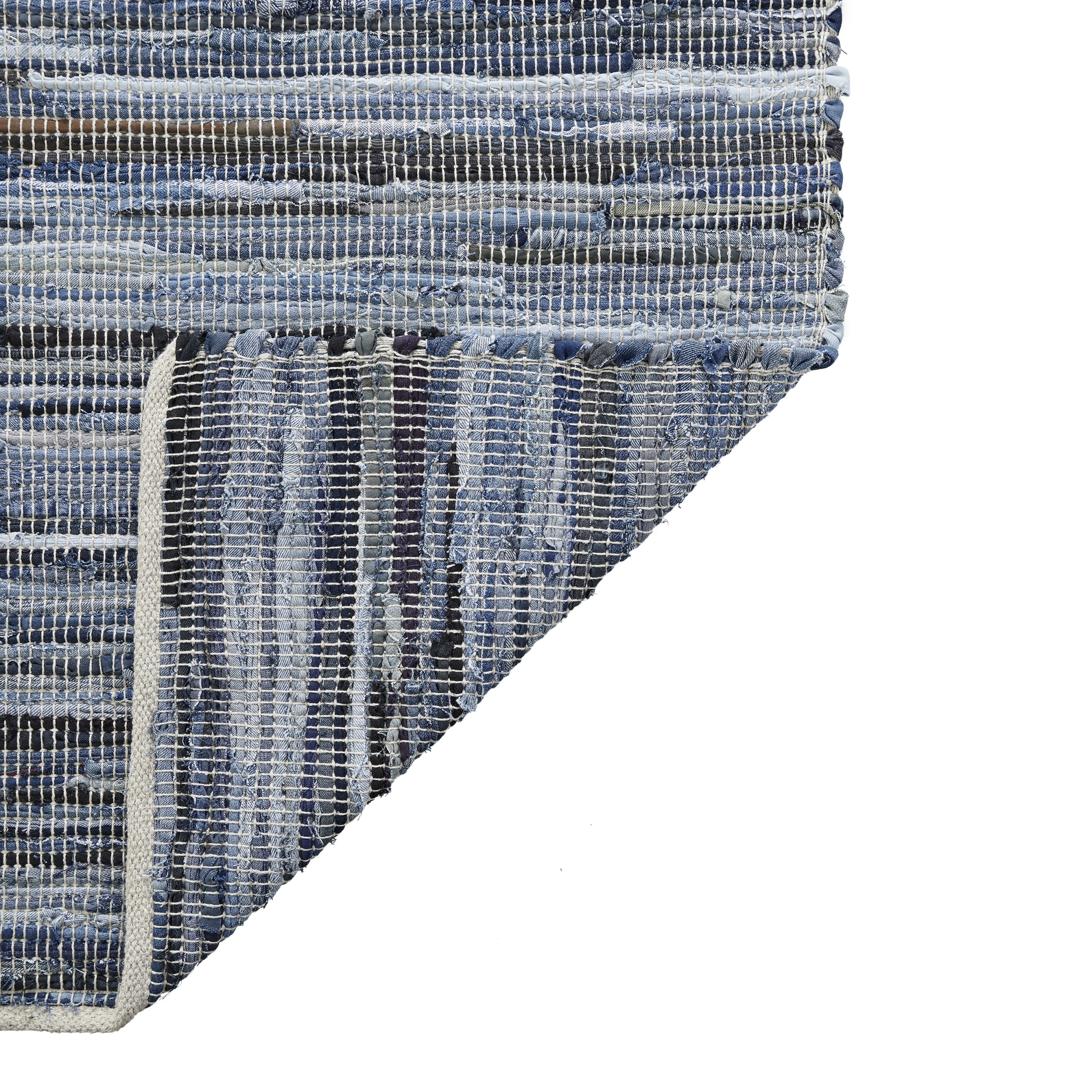 Blue Multi Abstract Denim Accent Rug, 2' x 3'