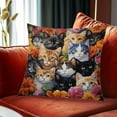 thumbnail image 4 of TanSiDing 3pcs Cartoon Cats Printed Pillow Cover Embroidered Style Decorative Cushion Case Soft Linen Fabric for Sofa Living Room Bedroom Decor 45*45cm, 4 of 6