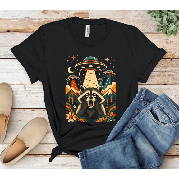 Retro Nature Nature Space Ufo Graphic T-Shirt Size S-5XL