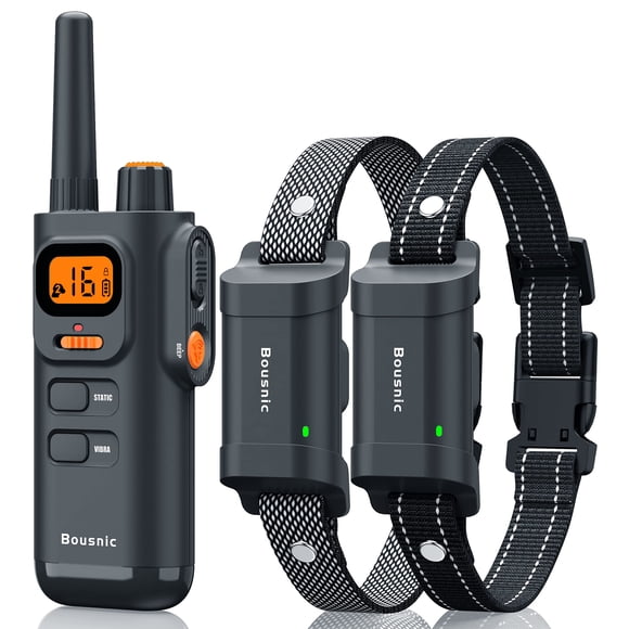 Collar de adiestramiento para perros BOUSNIC, resistente al agua, 400 m, para 2 perros, recargable