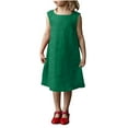 thumbnail image 1 of Tranfacy Robe d'Été pour Filles, Robe Sans Manches pour Tout-Petites Filles, Robe Sans Manches à Col Rond en Lin Uni pour Enfants d'Âge Moyen avec Laçage au Dos, 1 of 5