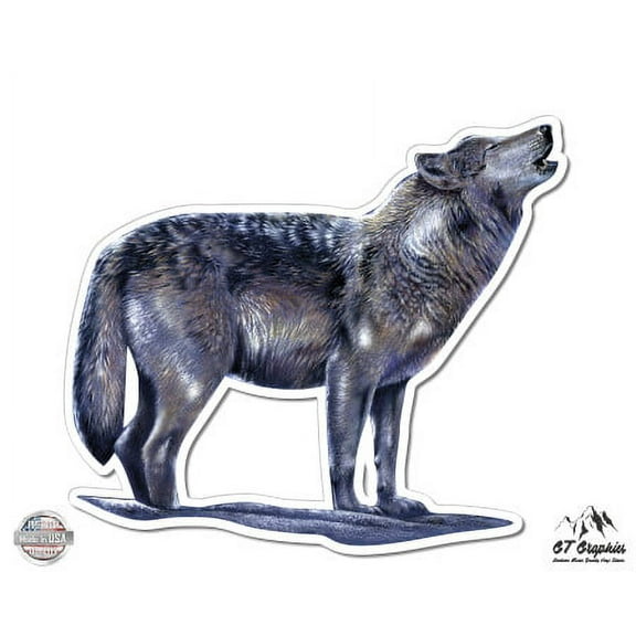 Wolf Howling - 3" Vinyl Sticker - For Car Laptop I-Pad Phone Helmet Hard Hat - Waterproof Decal