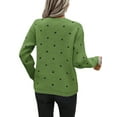 thumbnail image 3 of Women'S Polka Dots Sweaters Long Sleeve Round Neck Knitted Pullover Tops Dark Green L, 3 of 7