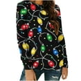 thumbnail image 2 of Craaazy Women's Long Sleeve Shirts Colorful Christmas Printed Round Neck Xmas Tops Gifts, 2 of 5