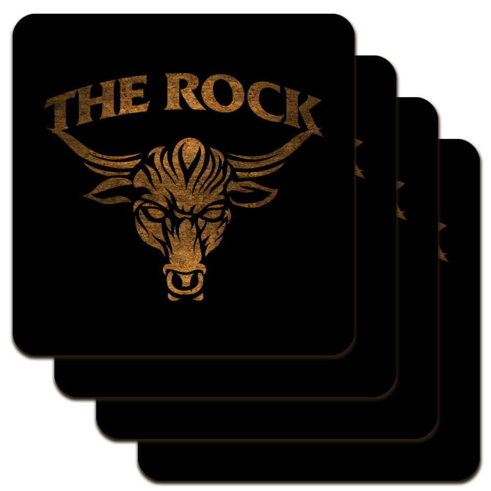 WWE The Rock Brahma Bull Low Profile Novelty Cork Coaster Set 