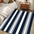 thumbnail image 4 of Navy Blue Grey Striped Area Rug 4x6 FT, Non Slip Kids Room Carpet, Farmhouse Stripes Minimalist Washable Soft Floor Carpet Non-Shedding Throw Rug for Dorm Kitchen Study Room Home Office Bedside, 4 of 9
