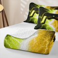 thumbnail image 4 of meiyoeat Neon Lightning Gaming Bed Spread Queen for Boys Girls, Electric Gamer Queen Coverlet Set, Yellow Green, 3 Pieces 1 Quilt and 2 Pillowcases, 4 of 7