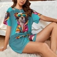 thumbnail image 4 of Sikiie Colorful Sunglasses Dog Womens Pajama Sets Short Sleeve Top With Pants Sleepwear 2 Piece Lounge Set-XX-Large, 4 of 6