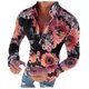 thumbnail image 1 of Camisas De Vestir Para Hombre Azul Camisa impresa de manga larga causal para Slim Blouse Top (Black, 3XL), 1 of 3