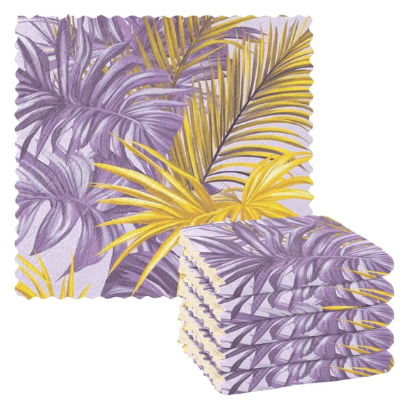 6 Pieces of Kitchen Towels 11x11Inch Kitchen Dish Cloths Kitchen Dish Towels Reuseable Cleaning Cloths Cool Purple Leaf