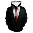 thumbnail image 3 of Sudadera con capucha de traje falso divertida con estampado 3D para hombre, esmoquin con patrón de pajarita, sudaderas casuales de manga larga para cosplay, sudaderas con capucha de calle, 3 of 5