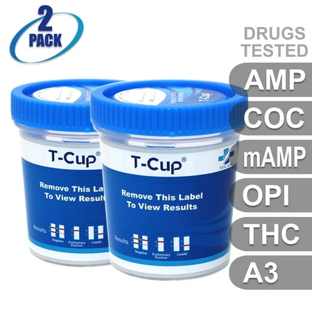MiCare [2pk] - 5-Panel T-Cup Instant Urine Drug Test - Amphetamine (AMP), Cocaine (COC), Meth/Methamphetamine (mAMP/MET), Opiates (OPI), Marijuana/Cannabinoids (THC) with A3