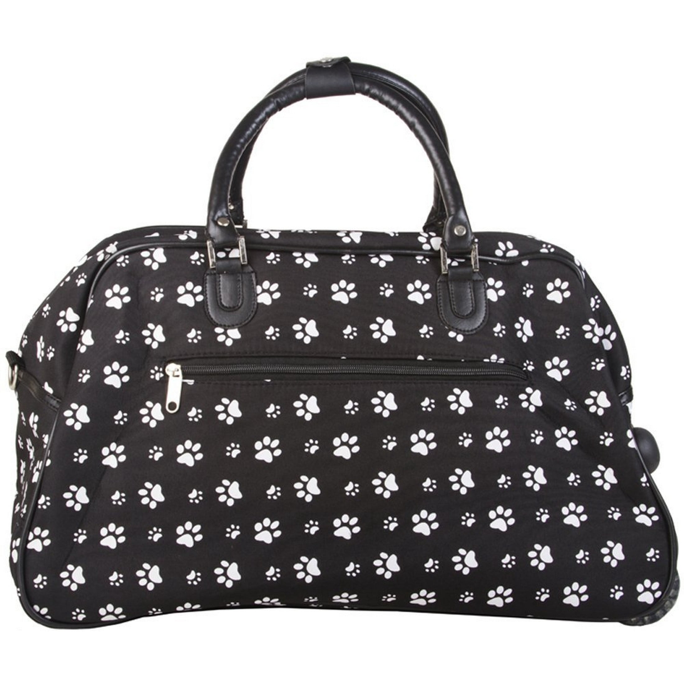 CalBags Animal Prints 21-Inch Carry-On Rolling Duffel Bag - Black White Paws