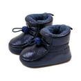 thumbnail image 5 of Quealent Newborn Baby Boys Girls Plush Boots Soft Sole Adjustable Winter Warm Snow Boots Crib Shoes Blue for Size Toddler 6, 5 of 8