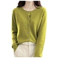 thumbnail image 1 of Cardigan en Tricot pour Femmes à Col Rond, Manches Longues, Couleur Unie, Veste pour l'Automne et le Printemps, 1 of 8