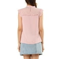 thumbnail image 3 of INSPIRE CHIC Women's Ruffle Neck Keyhole Back Butterfly Sleeveless Bow Tie Blouse XL Pink, 3 of 6