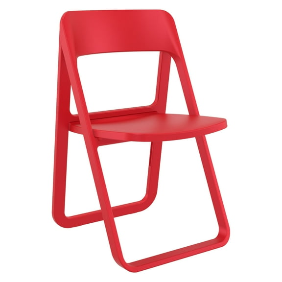Luxury Commercial Living 32.25" Red Solid Outdoor Resin Folding Chair