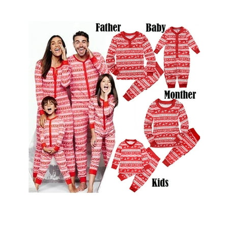 

Christmas Family Mathching Pajamas Set Sleepwear Women Baby Kids Deer Sleepwear Nightwear Holiday Pyjamas PJs Collection Red