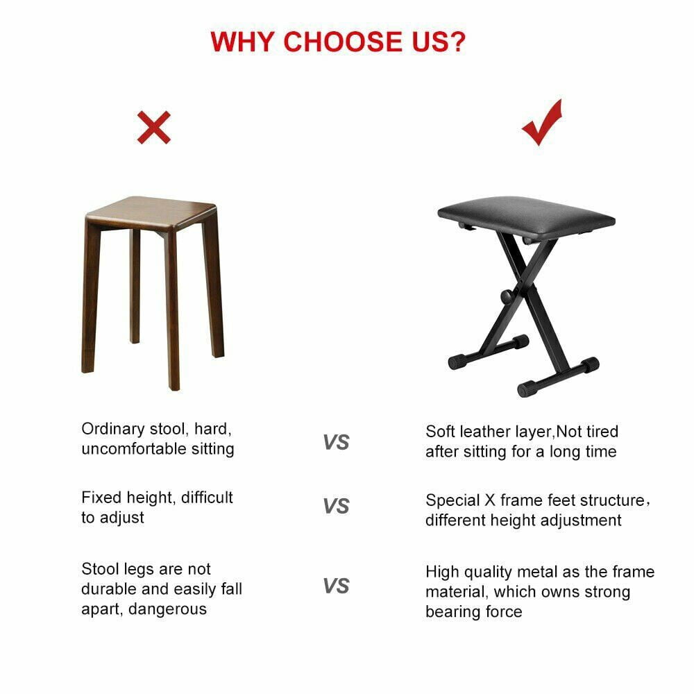 Likegreen Piano Bench Music Stool Foldable Desk for Home Stage Black