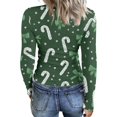 thumbnail image 6 of Christmas Shirts for Women Long Sleeve Vintage Slim Fit Ribbed Novelty Xmas Christmas Graphic Underwear Tops Trendy Fall Basic Holiday Crew Neck Casual T-Shirts, 6 of 6