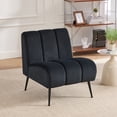 thumbnail image 2 of Armless Accent Chair, Upholstered Chair, Velvet Accent Chair with Black Metal Legs, Black for Living Room, Bedroom, Office, 2 of 11