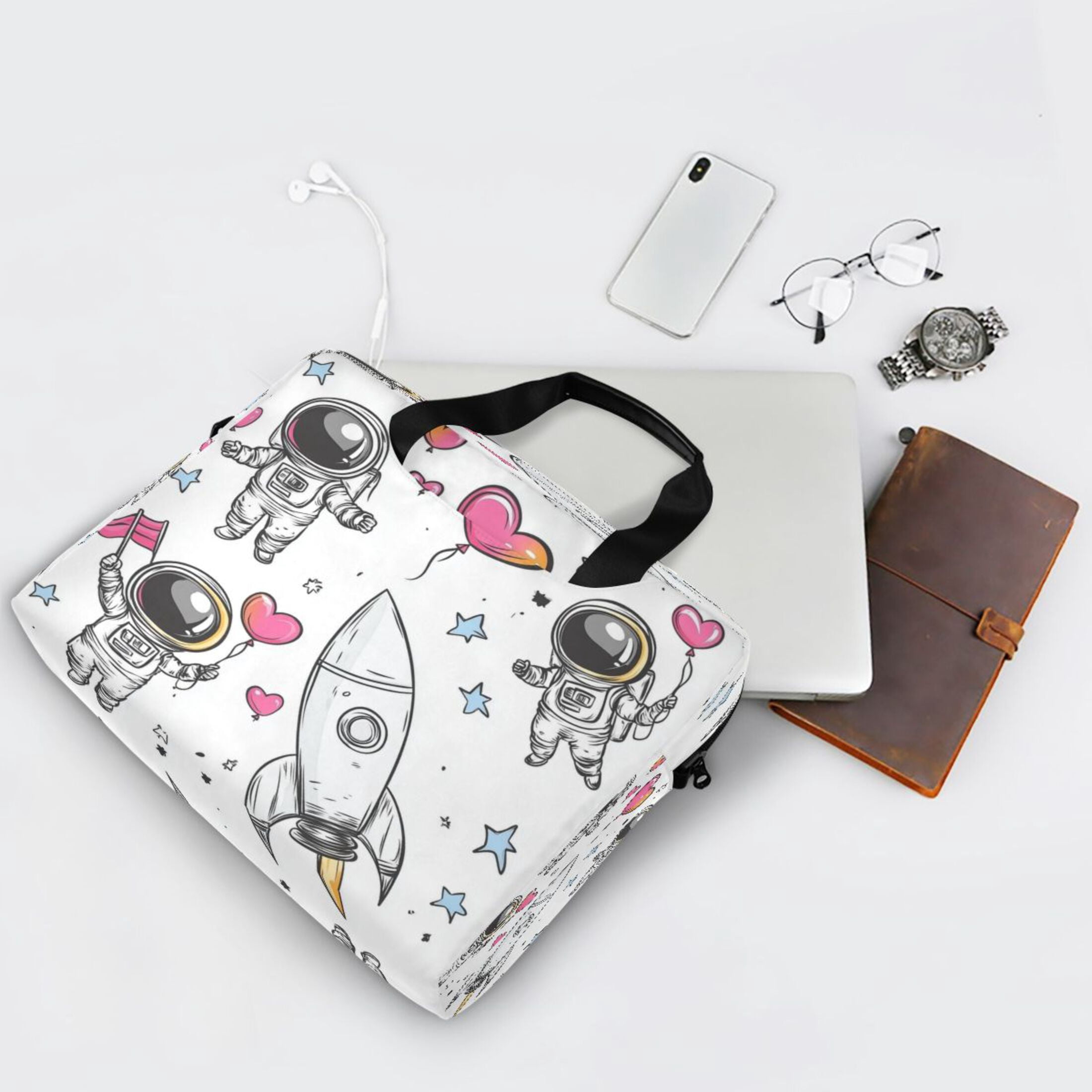 16" Laptop Tote Bag Laptop Sleeve Case Computer Briefcase for Work & Travel Cute Astronaut Clipart
