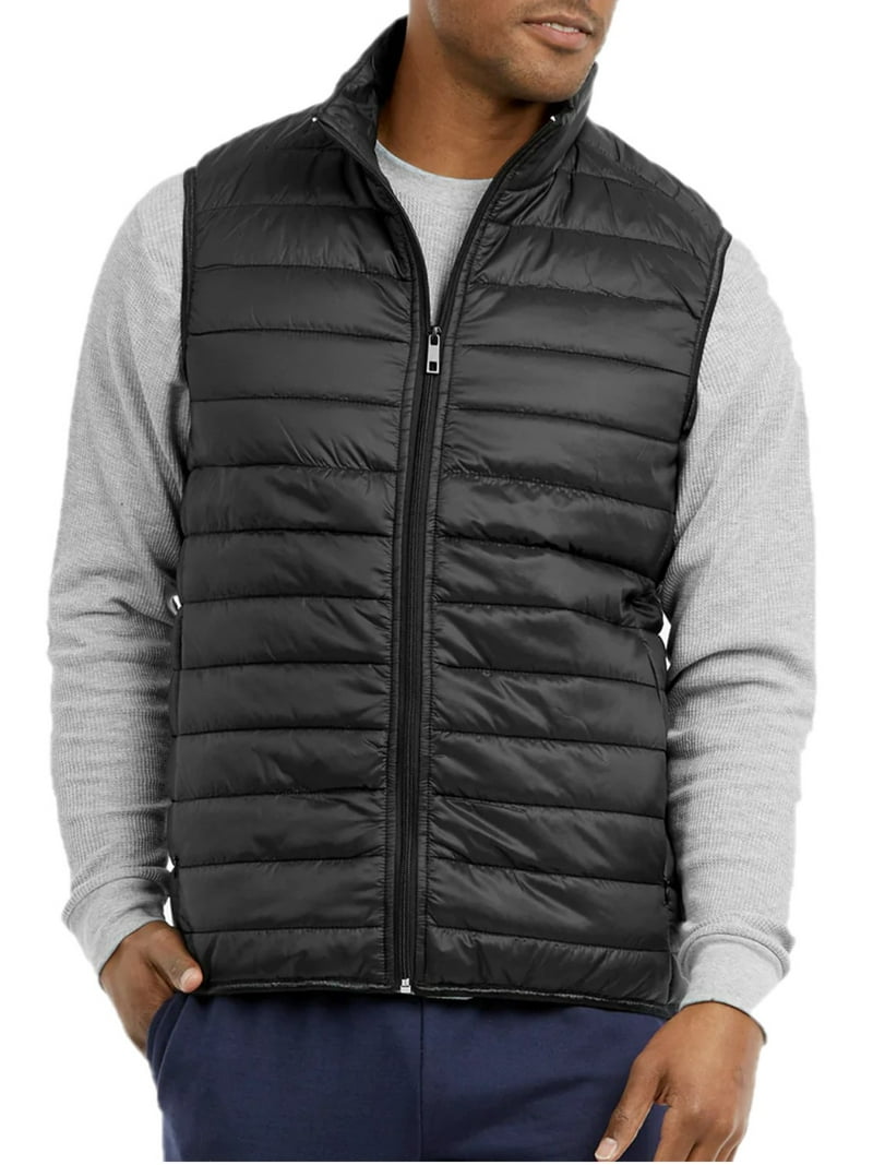 Men's Lightweight Full Zip Puffer Vest, Black 3XL, 1 Count
