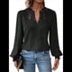 thumbnail image 3 of Blusas Bohemias de Larga con Cuello en V para Mujer, Blusas de con Lunares, Ropa de Crochet con Encaje Fluido, Ropa Informal de Moda. Negro XL, 3 of 9
