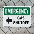 thumbnail image 5 of (2 Pack) Gas Shutoff [Left Arrow] With Symbol OSHA Emergency Sign 14 Inch X 10 Inch Indoor / Outdoor Rust-Free Aluminum Metal Signs for Workplace, Workshop, and Construction Site, Made, 5 of 8