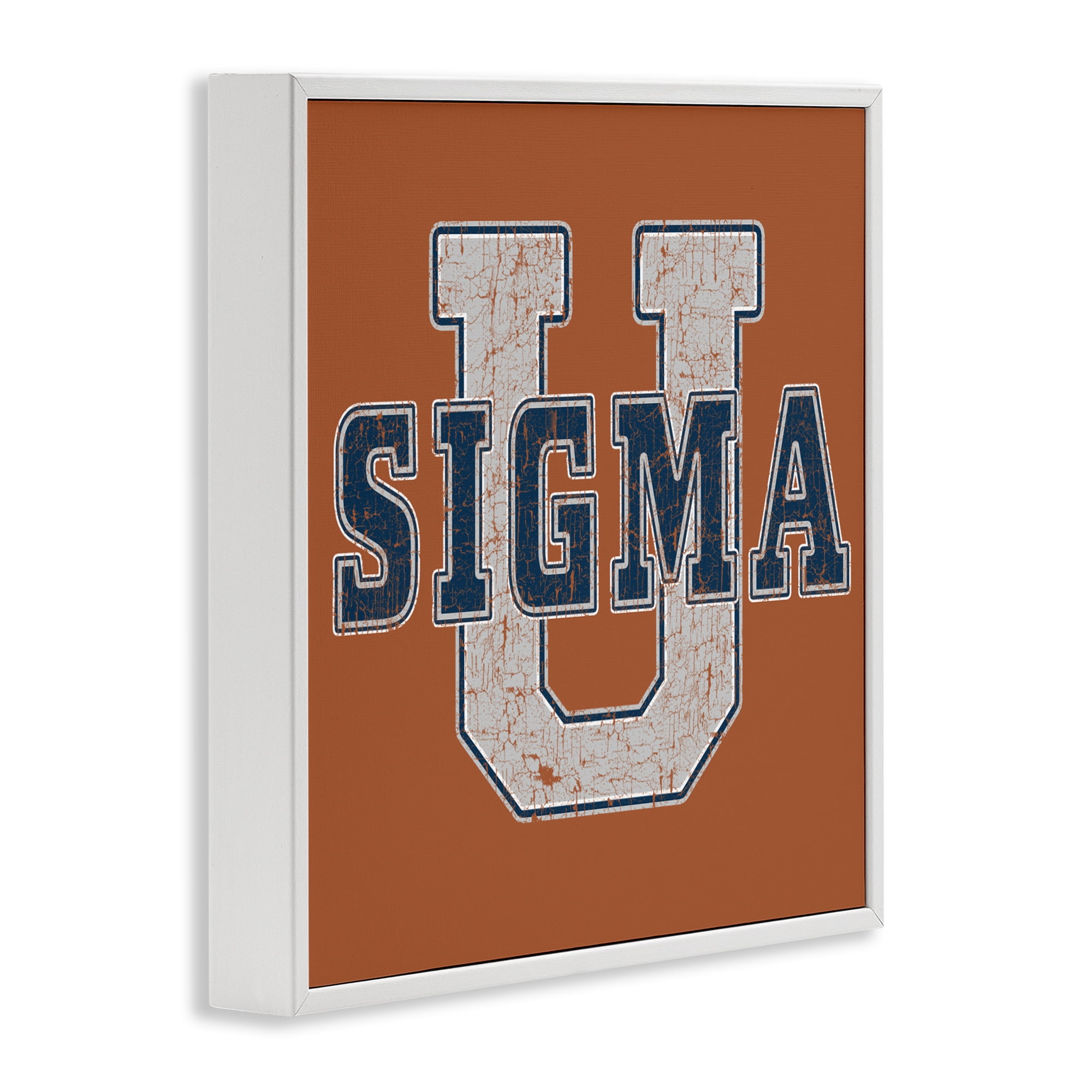 Stupell Industries Sigma University on Brown White Framed Giclee Art, design by Grotto Studios