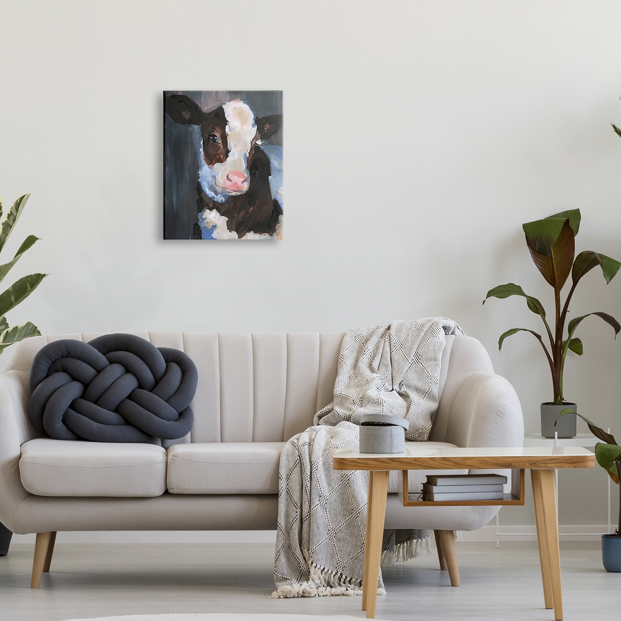 Stupell Industries Smiley Posing Cow Farm Cattle Animal Painting,16 x 20, Design by Jennifer Paxton Parker