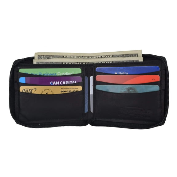 Mens Leather Wallet Pockets Money Purse Credit Card Clutch Bifold Zipper 1456 CF