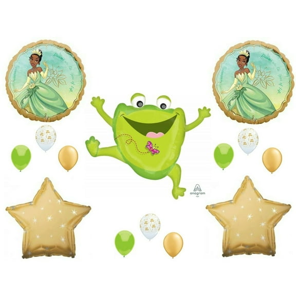 Princess Tiana and Frog Happy Birthday Party Balloons Decorations Supplies…