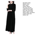 thumbnail image 7 of comerut Women Fall Dress Solid Color Loose Long Sleeves Button Maxi Dress Keep Warm Velvet Plus Size Mom Spring Dress Women Clothes, 7 of 7
