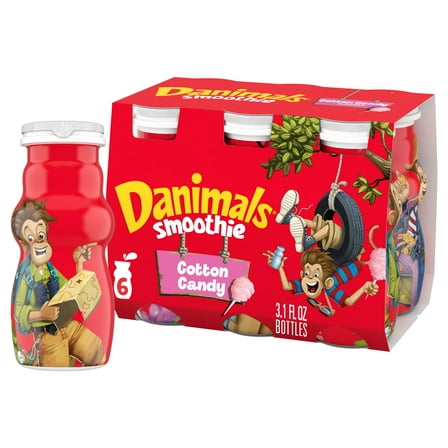 Danimals Smoothie Cotton Candy Dairy Drink Smoothie Bottles Multi-Pack, 3.1 oz, 6 Count​