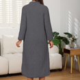 thumbnail image 7 of Long Hooded Zipper Bathrobe for Womens Flannel Robes Color: Dark Gray Size: M, 7 of 7