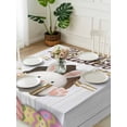 thumbnail image 3 of Grey Easter Suqare Tablecloth - 60 x 60 Inch, Spring Cartoon Bunny Colorful Eggs Wood Grain Waterproof & StainResistant Tablecloth, Washable Oil-proof Table Cover for Dining/Party/Wedding/Buffet, 3 of 9