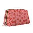 thumbnail image 2 of Cauagu Red Strawberry Print Large Cosmetic Bag,Portable Cosmetics Pouch Travel Makeup Bag Large Capacity Travel Makeup Case Organizer Makeup Brush Organizer, 2 of 8