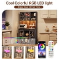 thumbnail image 4 of Feishominoo 71" Farmhouse Pantry Cabinet with Microwave Shelf, Wooden Kitchen Hutch Storage Cabinet with LED Lights and Adjustable Shelves, Sliding Barn Doors Cupboard for Living Room, Oak Gray, 4 of 6