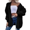 thumbnail image 2 of Women Oversized Cardigan Sweater Front Open Knitted Lantern Long Sleeve Thick Jacket, 2 of 7