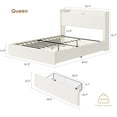 thumbnail image 2 of Senfot Queen Size Platform Bed Frame, Lighted Upholstered Bed Frame with 4 Storage Drawers and Headboard, No Box Spring Needed, Wooden Slats Support, Noise-Free, Easy Assembly, Beige, 2 of 8