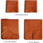 CGK Linens 4-Piece Ultra Soft & Comfy Hotel Luxury Sheet Set - Queen Size Cooling Bed Sheet Fits 8-16 Mattresses, Terracotta