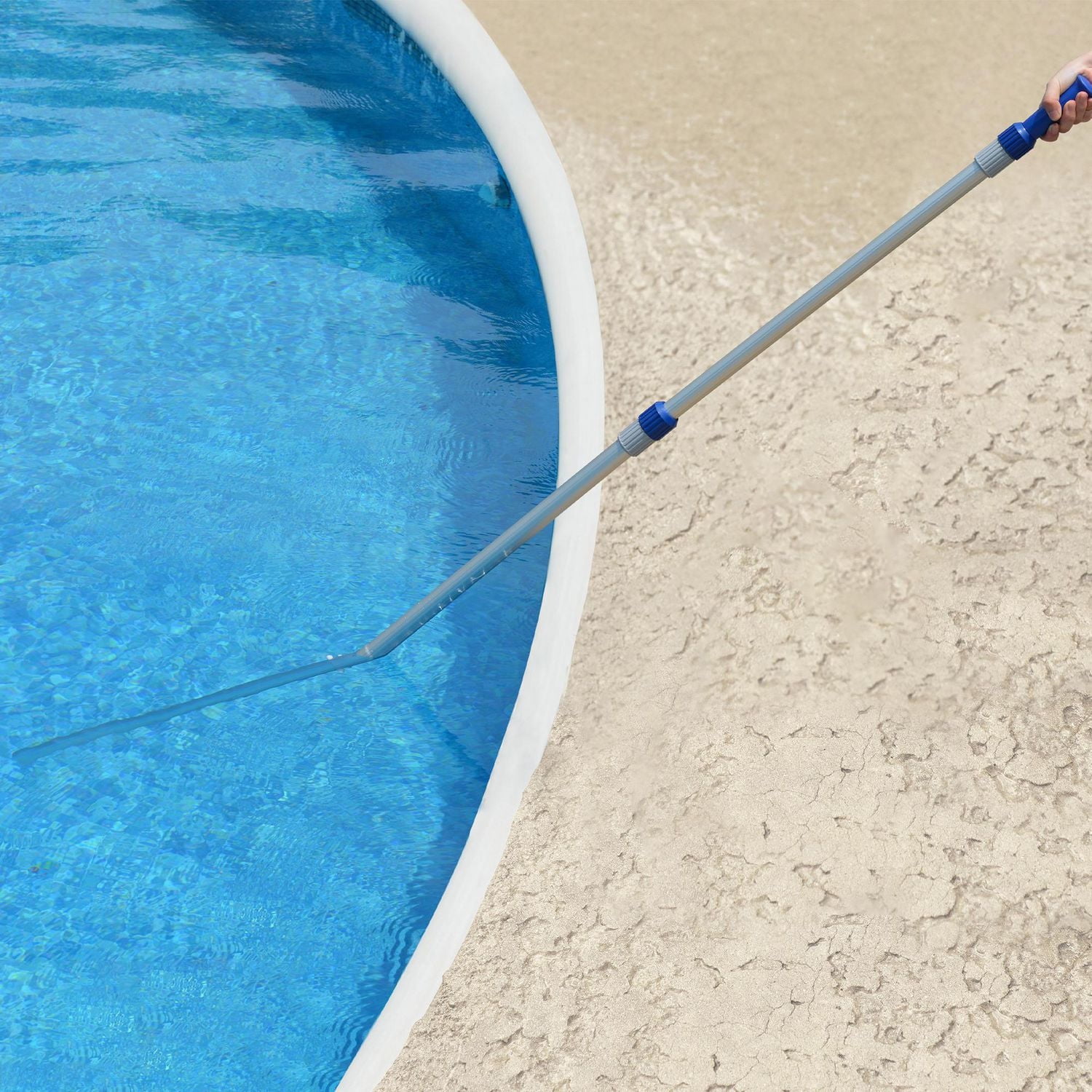 Mainstays 14 ft Aluminum Telescopic Pool Pole in Silver & Blue