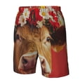 thumbnail image 4 of Balery White And Red Daisy Cow Traje de Baño Estilo Hawaiano para Hombre, Shorts de Secado Rápido con Bolsillos-Medium, 4 of 6